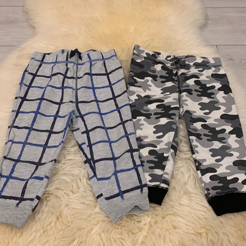 First Impressions Sweatpants in Gray/BlueStripes and Army Print Black/White 18M